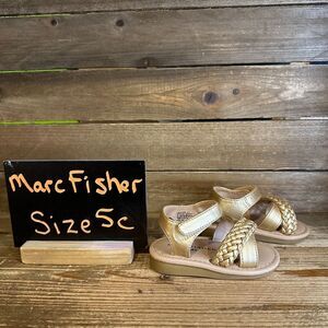 New NIB Little Kids Marc‎ Fisher Apple Braid Strap Gold Leather Sandals Size 5 C